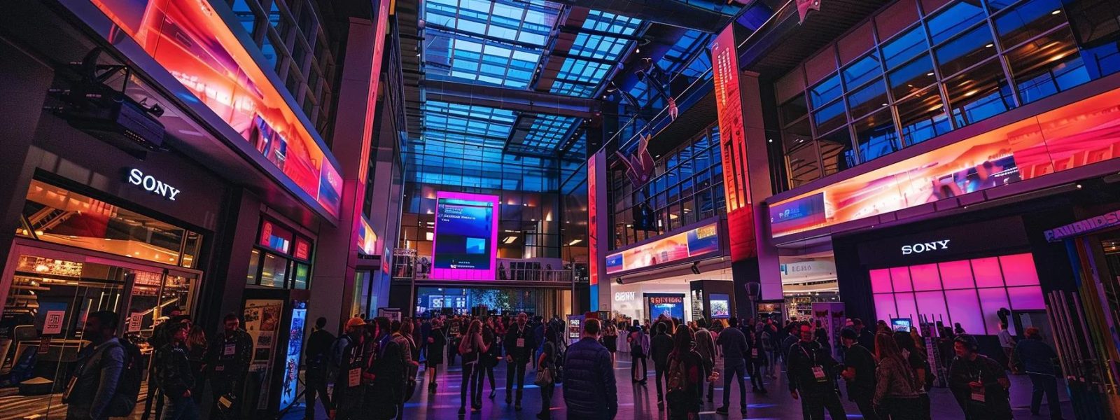 a vibrant scene captures a bustling industry conference, with professionals engaging in animated discussions, surrounded by colorful banners and informational displays, symbolizing the dynamic exchange of traditional link acquisition strategies.