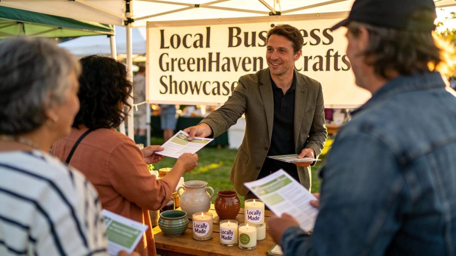 Local business participating in a community event, showcasing engagement and customer interaction