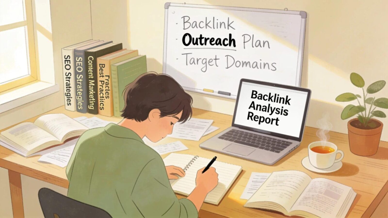 Content creator developing an in-depth guide aimed at effective link building.