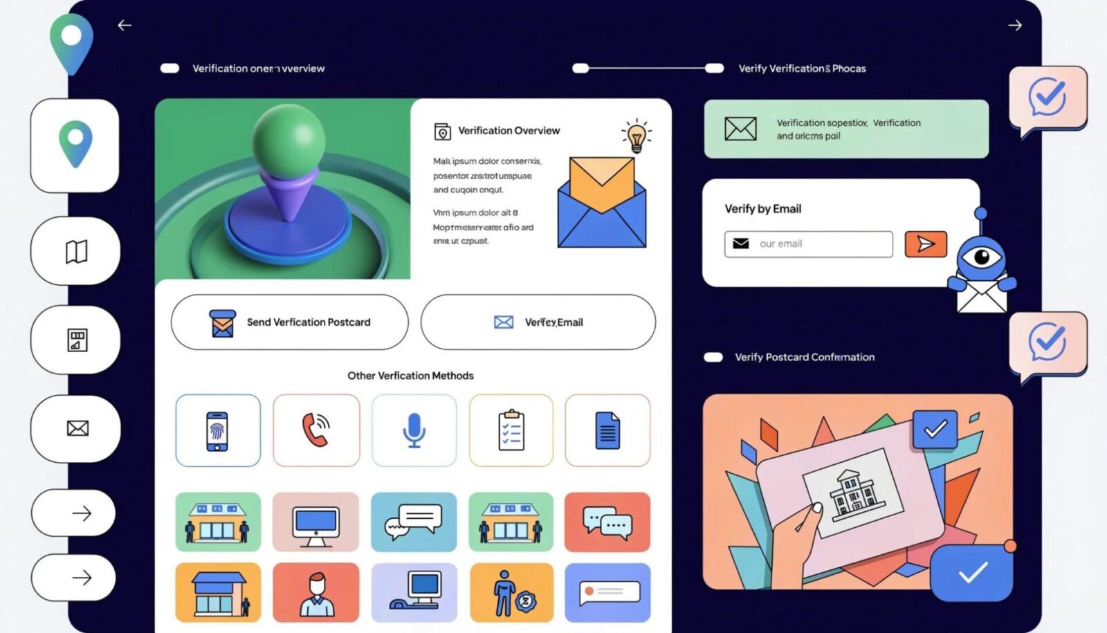 Illustration of Google Business Profile verification steps on a laptop interface